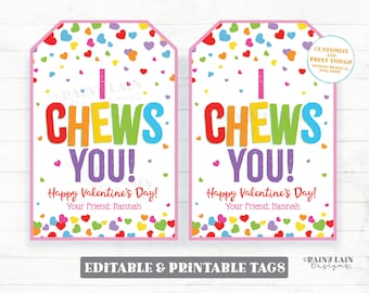 I Chews You Valentine Tag Bubblegum Bubble Gum Ball Chewy - Etsy