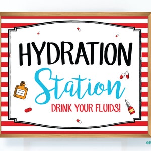 Hydration Station Sign Beverages Sign Drinks Sign Nurse Graduation Signs Nurse Graduation Printables Food Signs Printable Stripes