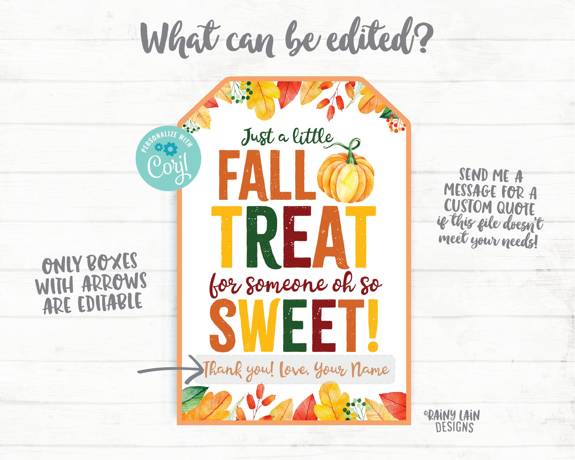Fall Treat Tag Fall Thank You Tag Fall Appreciation Gift Tags | Etsy