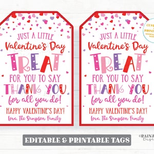 Valentine&#39;s Day Thank you Tag, Valentine Appreciation Gift Tags, Favor Kids Co-Worker Employee Company Essential Staff Teacher Sweet