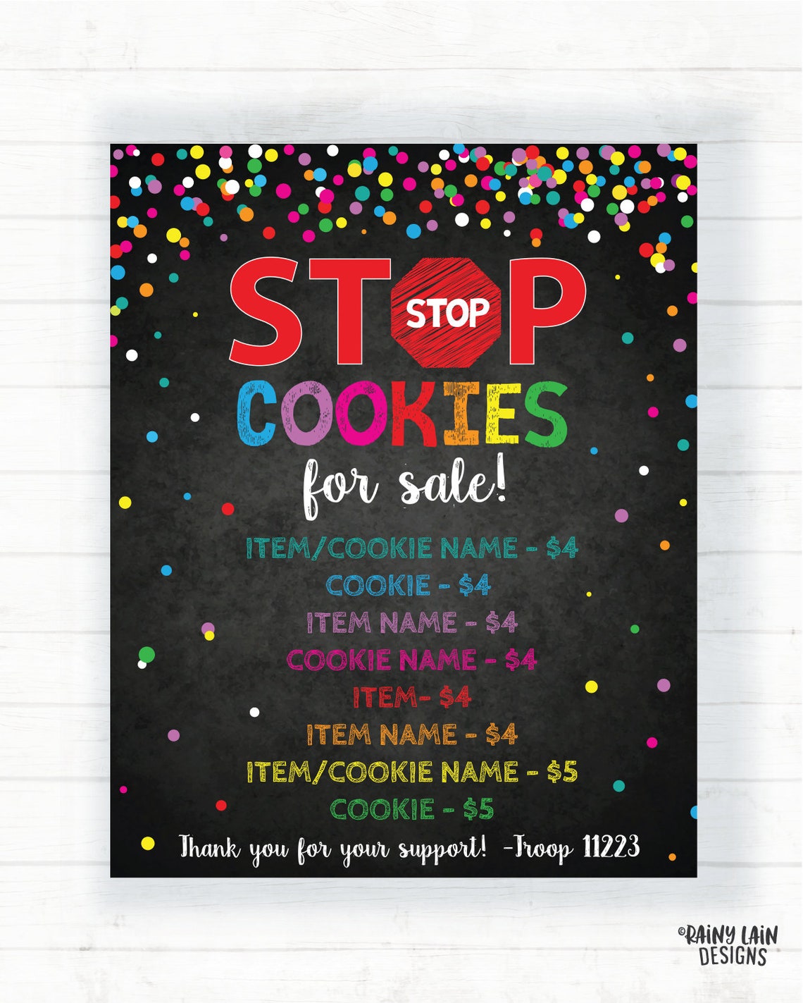 STOP Cookies for Sale Poster Drive Thru Cookie Booth Printable | Etsy