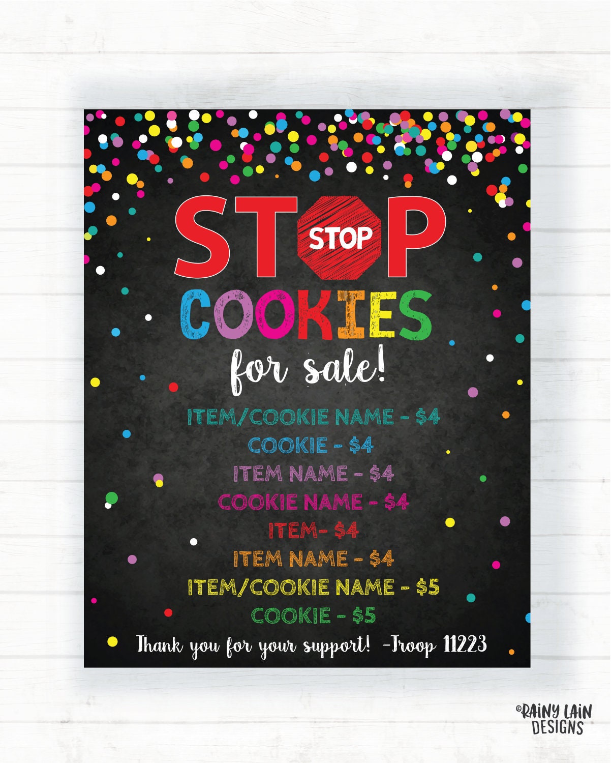 STOP Cookies for Sale Poster Drive Thru Cookie Booth Printable Etsy