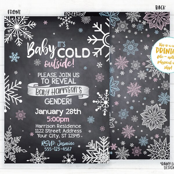 Snow Gender Reveal Invitations Etsy