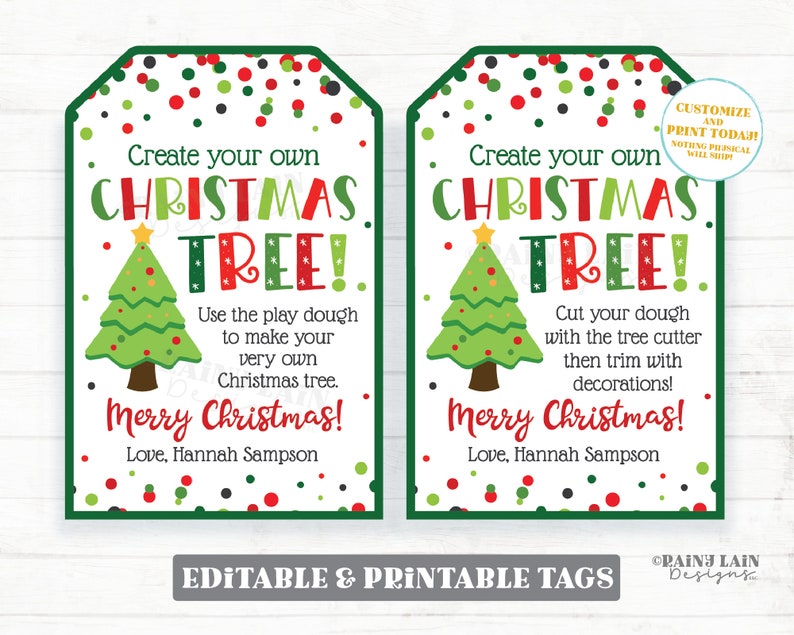 Create Your Own Christmas Tree Tag Make a Play Dough Tree Gift Etsy