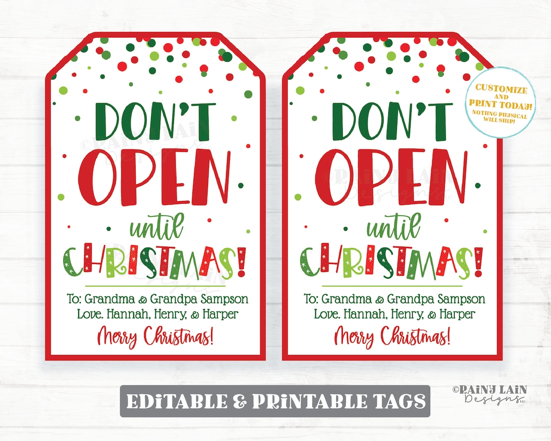 Don't Open Until Christmas Tags Do Not Open Gift Tag Etsy