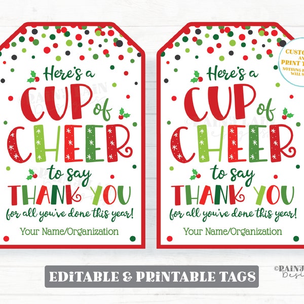 Cup of Cheer Thank You You've Done This Year Tag Christmas Holiday Gift Appreciation Employee Company Staff Teacher Coffee Mug Tea Drink