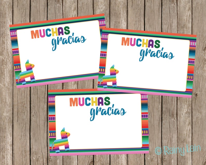 Muchas Gracias Muchas Gracias Cards Fiesta Thank You Note | Etsy