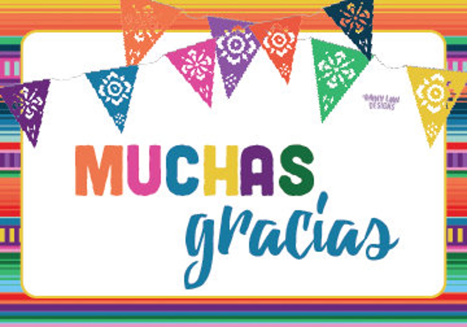 Muchas Gracias Muchas Gracias Cards Fiesta Thank You Note | Etsy