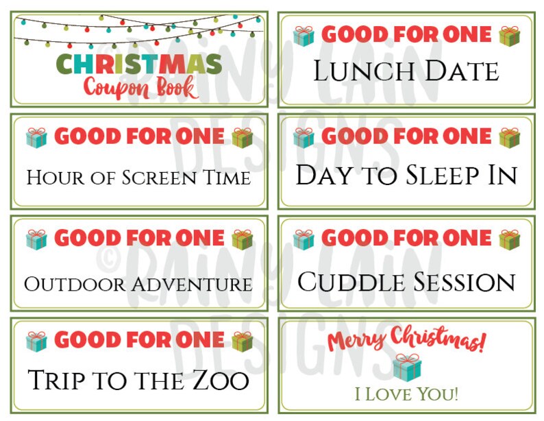 Christmas Coupon Book Printable Christmas Coupons Coupon Etsy