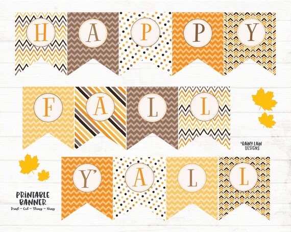 Happy Fall Y All Printable Banner Fall Banner Fall Sign Etsy