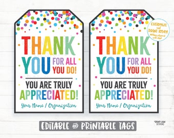 I Appreciate All You Do Appreciate You Tag | Etsy
