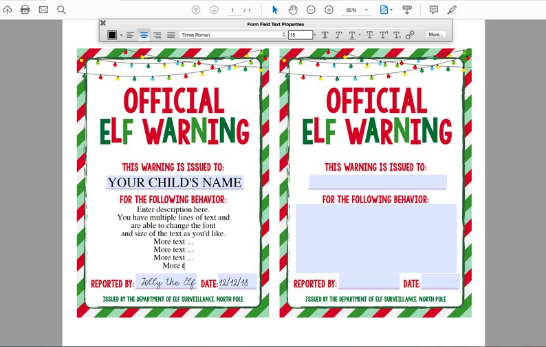 Editable Elf Warning Official Elf Elf On The Elf Etsy