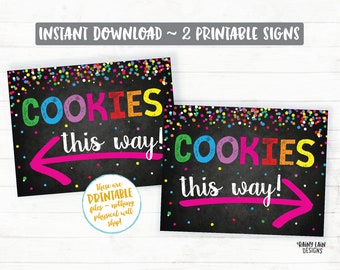 Cookie Booth Signs, Cookie Booth Printable, Cookie Sign, Cookie Booth Decorations, Cookie Arrow Sign, Bake Sale, Instant Download