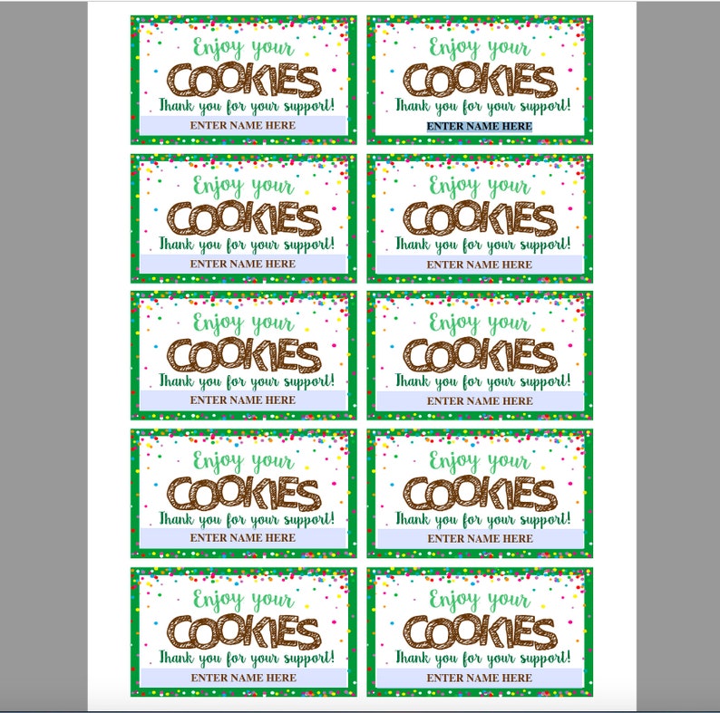 Cookie Thank You Note Editable Cookies Thank You Card Etsy