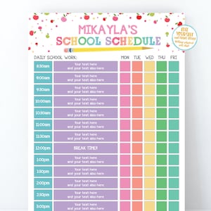 Editable Home School Schedule, HomeSchool Planner, Printable Homework Chart Kids Schedule, Daily Task List Checklist Template Weekly Planner image 2