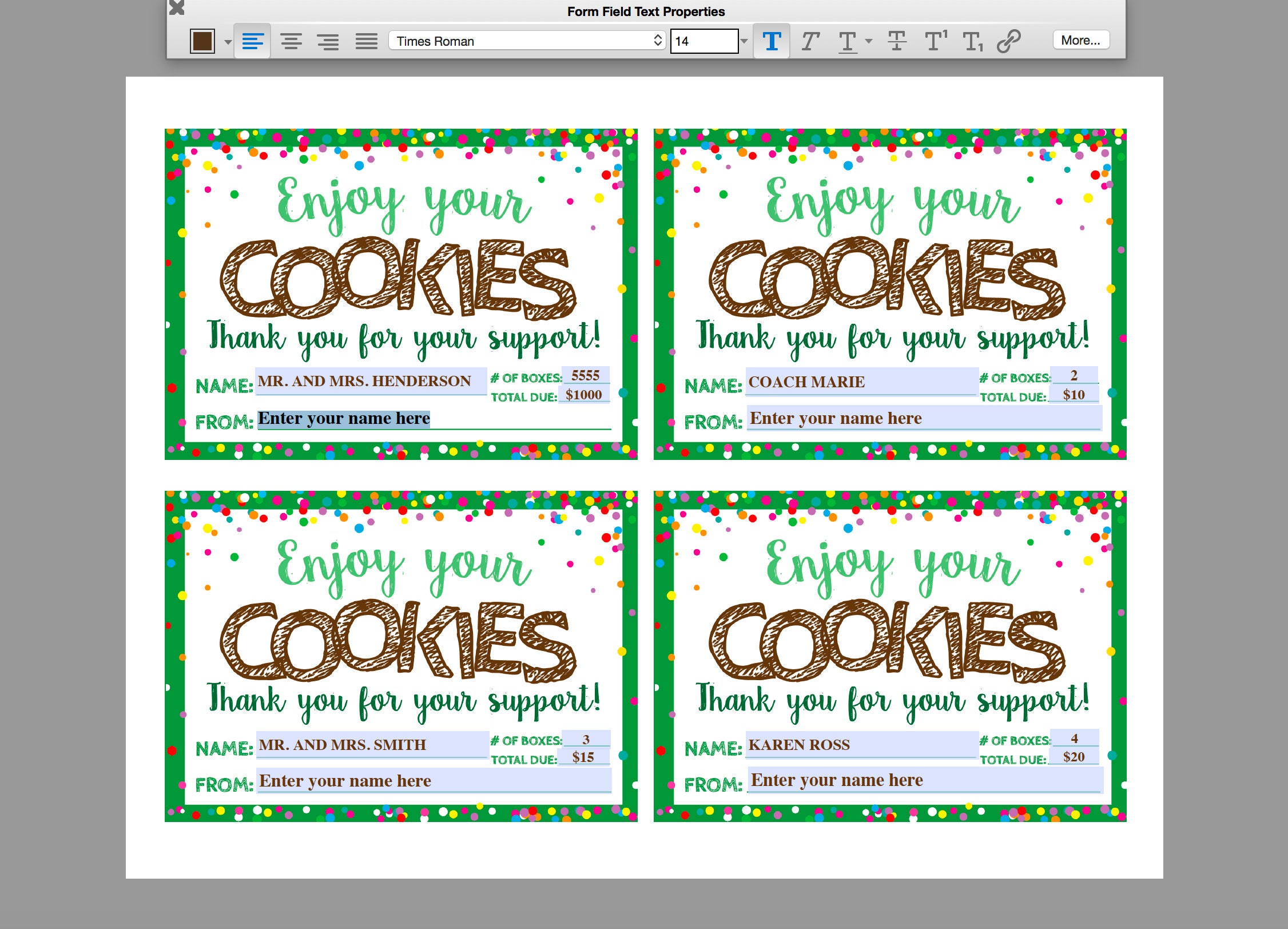 Editable Cookies Thank You Card Cookie Thank You Note Cookie Etsy
