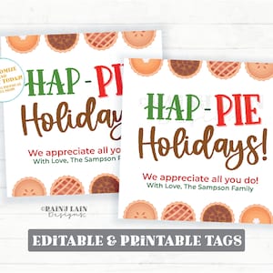 Etiqueta de feriados Hap-PIE Etiqueta de torta de Natal Corretor de imóveis Obrigado Presente Agradecimento Pessoal Professor PTO Funcionário Praça Vizinha Anfitriã Praça