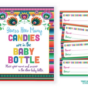 Guess How Many Candies are in the Baby Bottle Baby Shower Game, Baby Fiesta Game, Baby Shower Fiesta Guessing Game, Fiesta Baby Shower Sign