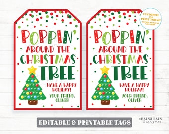 Poppin Around the Christmas Tree Pop Gift Tag Popping Holiday Fidget Toys Teacher to Student Classroom Preschool Kids Editable Tag