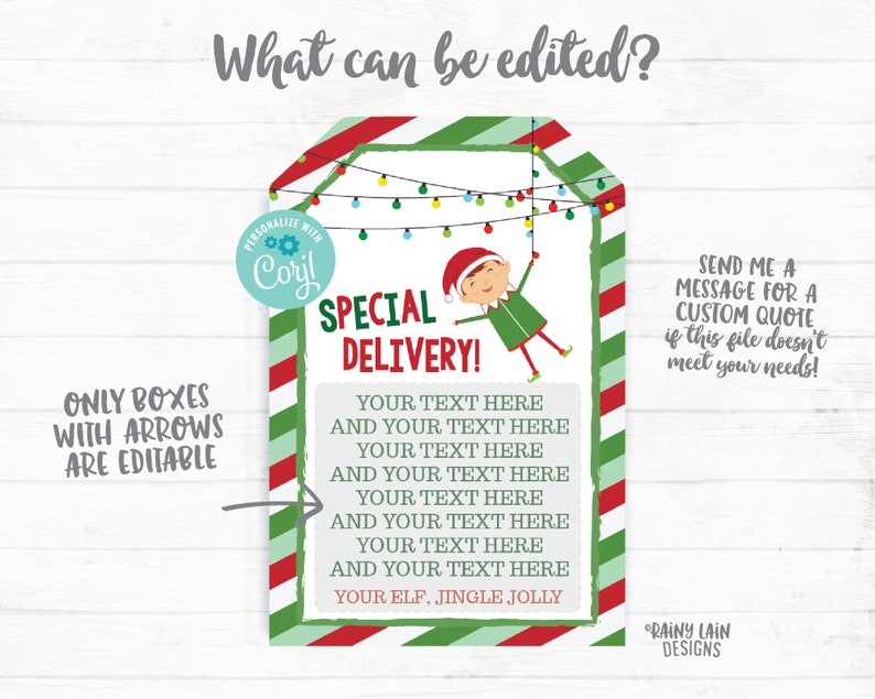 Elf Special Delivery Tags Elf Ideas Treat Tags North Pole Etsy