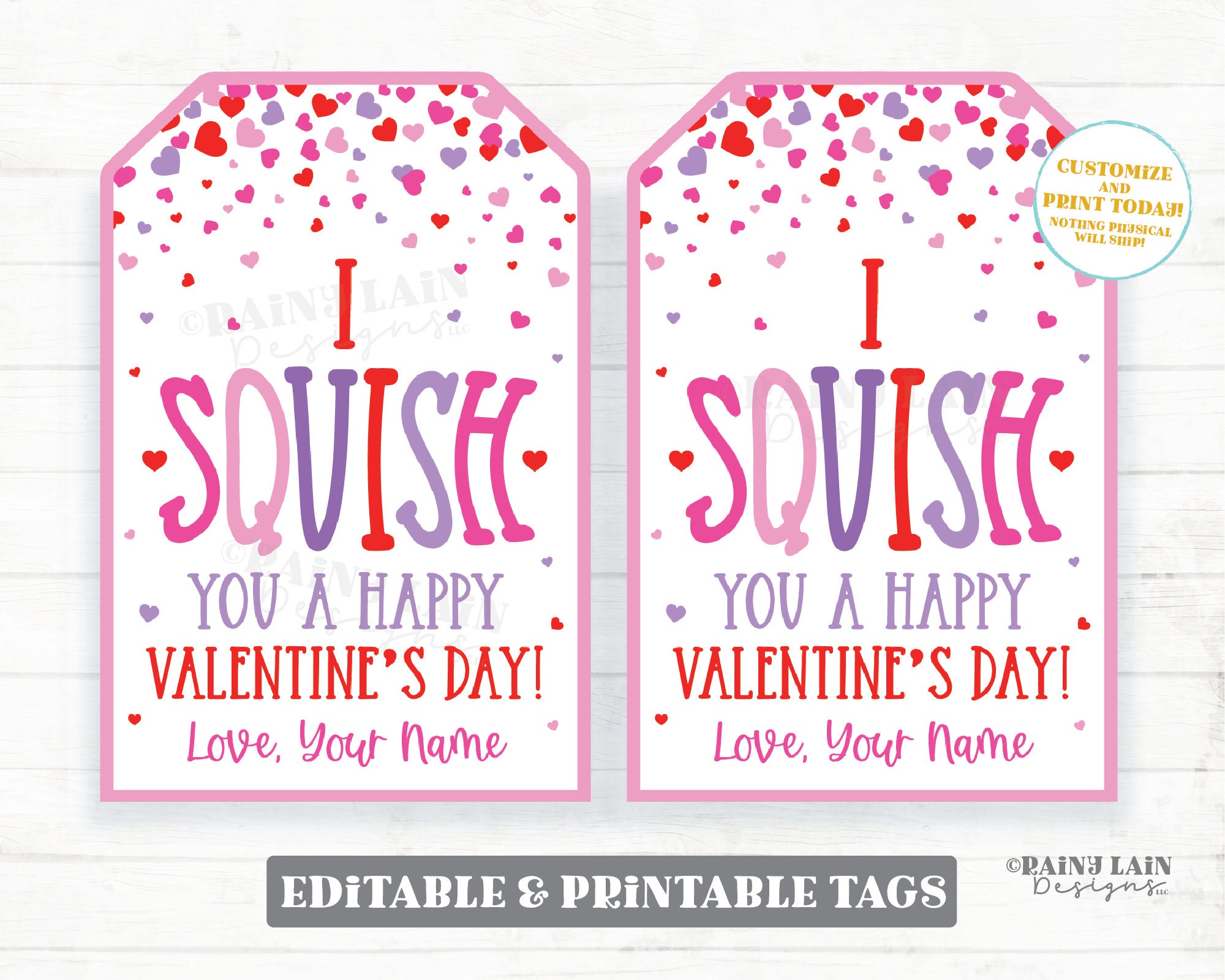 Tag I Squish You Happy Valentine's day, Squishy Toy Squishy Squeeze Squeeze Valentine squishie modulable classe préscolaire imprimable enfant non-bonb