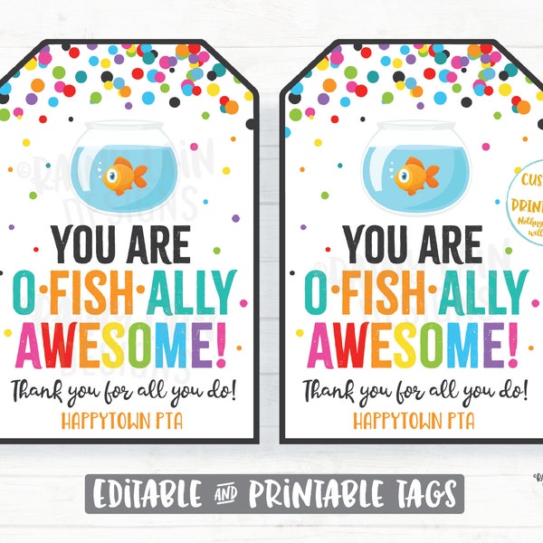 You Are O Fish Ally Awesome Tag Goldfish Gift Tag Fish Employee Appreciation Frontline Essential Worker Staff Corporate Teacher PTO School