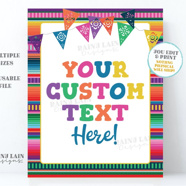 Editable Fiesta Sign Serape Decoration Printable Three-esta First Taco Twos-day Cinco De Mayo Birthday Shower Gender Reveal Poster Banner