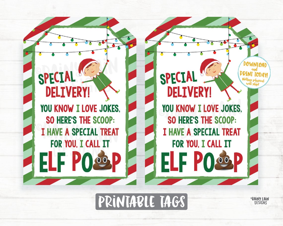 Elf Poop Tags Elf Ideas Elf Treat Tags Christmas Elf Etsy