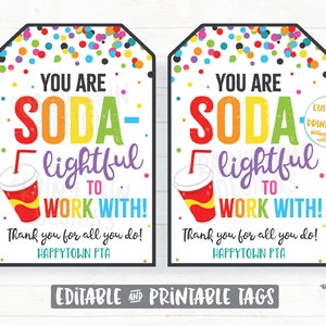 Sie sind SODAlightful für die Arbeit mit Tag Soda Geschenkanhänger Soda Pop Mitarbeiter Wertschätzung Co-Arbeitskraft Personal Unternehmenslehrer PTO Schule Sodalighted