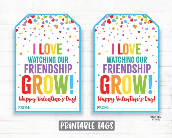 I Love Watching Our Friendship Grow Valentine, Seeds, Plant, Expandable  Grow Toy, Preschool Classroom Kids Printable Non-candy Valentine Tag 