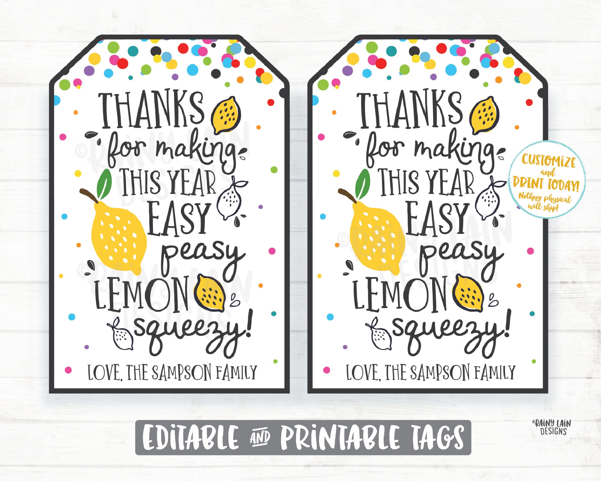 Thanks for Making This Year Easy Peasy Lemon Squeezy, End of School Year Teacher Gift Tags, End of School, Summer, Thank You, Printable Tags - Etsy