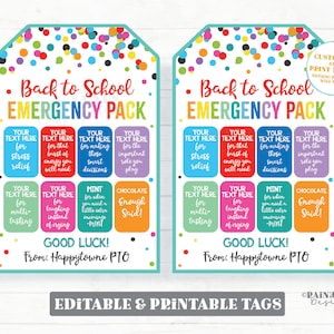 Back to School Emergency Kit First Day of School Emergency Kit Tag for Teacher Appreciation Staff Gift Tag Survival Kit Tag Principal PTO