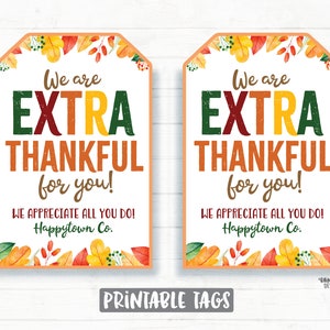 Extra Thankful For You Tags, Gum Tags, Mint Tags, Thanksgiving Tags, Fall Appreciation Tags, Teacher Appreciation, Coach Thank you, Gift Tag