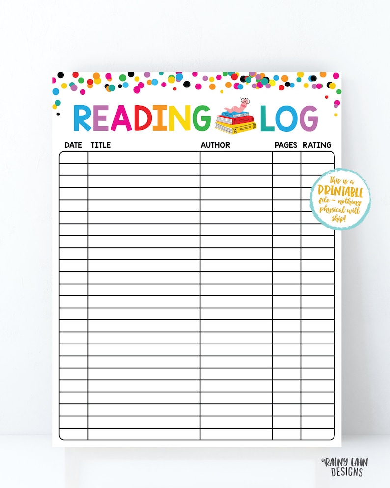 reading-log-printable-reading-log-for-kids-spring-reading-etsy