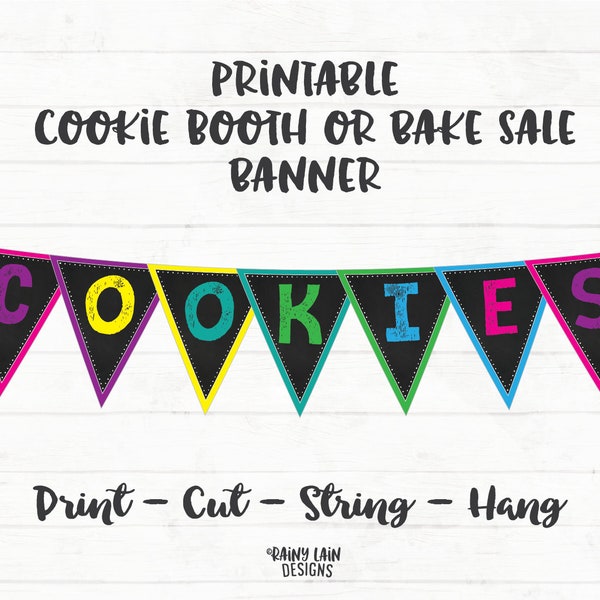 Printable Cookies Banner, Cookie Booth Banner, Cookies Sign, Cookies Banner, Cookie Printable, Cookie Sign, Bake Sale Banner
