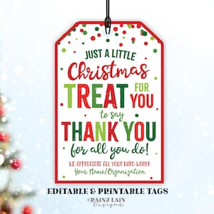 Christmas Treat Thank you Tag Holiday Appreciation Gift Tags Christmas Favor Tags Employee Company Staff Teacher Thank you Sweet Appreciate