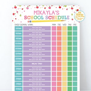 Editable Home School Schedule, Printable Homeschool Planner, Homework ...