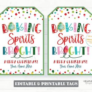 Baking Spirits Bright Gift Tag Christmas Cookies Child Made Homemade Baked Goods Holiday Neighbor Teacher Coach Staff Co-worker PTO