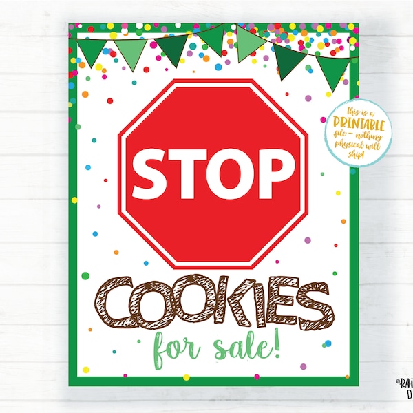 Printable Stop Cookies for Sale Poster, Cookie Booth Printable, Cookie Printable, Cookie Booth Sign, Cookie Sign, Bake Sale Sign