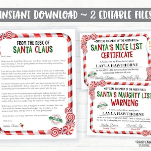 Letter from Santa, Santa Certificate, Nice List Certificate, Naughty List Warning, Santa Letter, Christmas Printable Santa Kit, Official