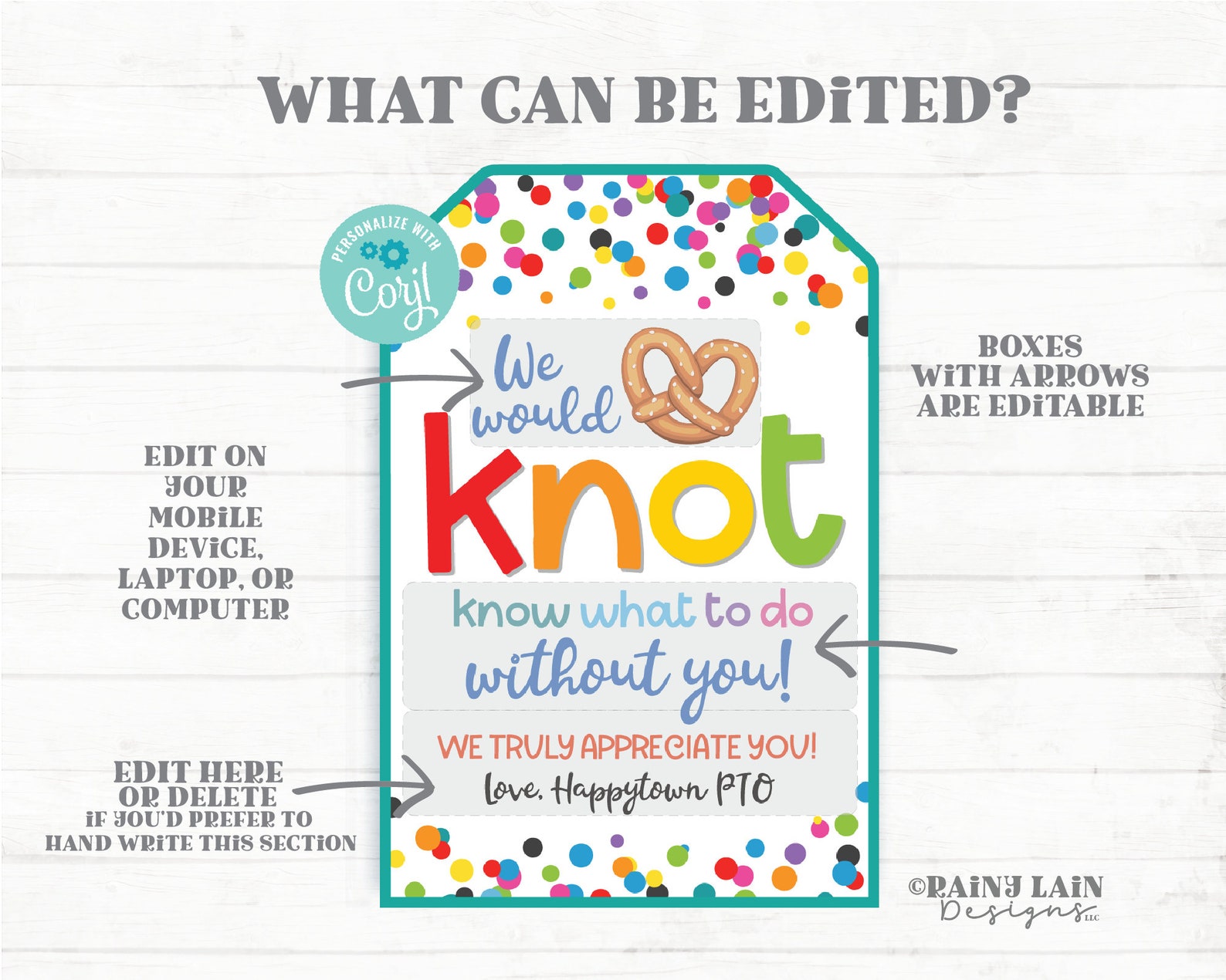 Knot Gift Tag Know What to Do Without You Pretzel We Appreciate You ...