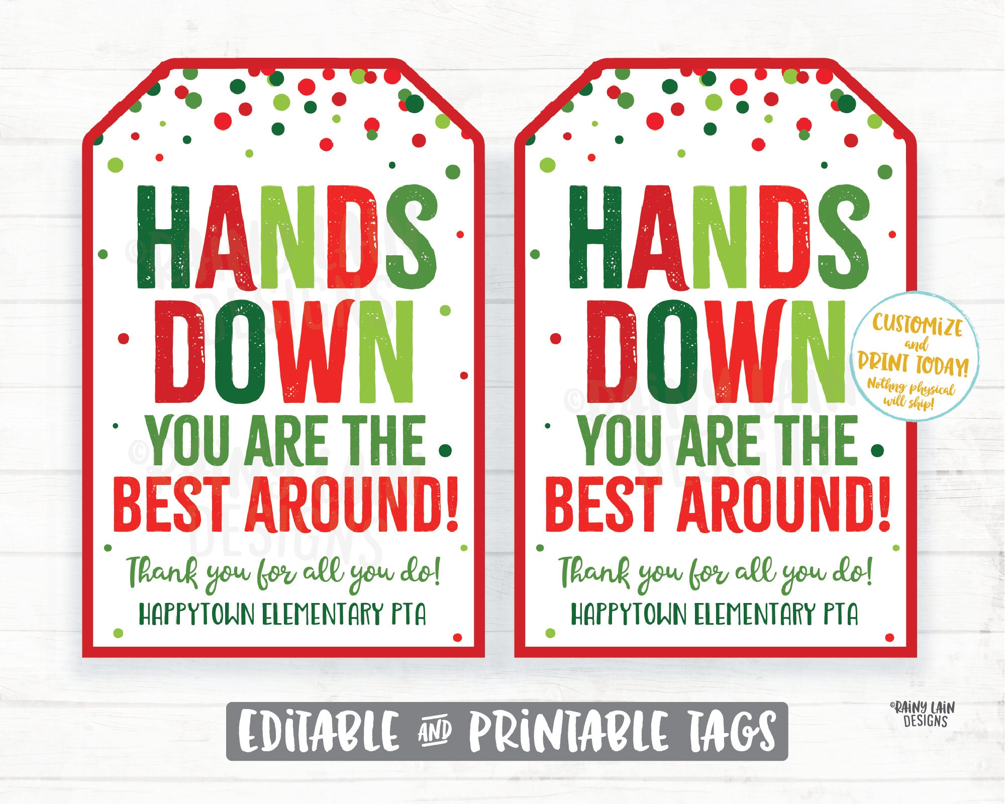 Hands Down You're the Best Around Tag Christmas Sanitizer Etsy