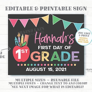 Editable Classroom Sign Template First and Last Day of School 1st Back to School Any Grade Photo Prop Kindergarten Preschool Pre-K 2nd 3rd