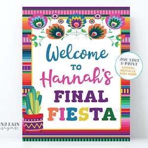 Final Fiesta Sign Final Fiesta Welcome Sign Fiesta Bachelorette Party Sign Fiesta Bridal Shower Sign Editable Poster Cactus Mexican Floral