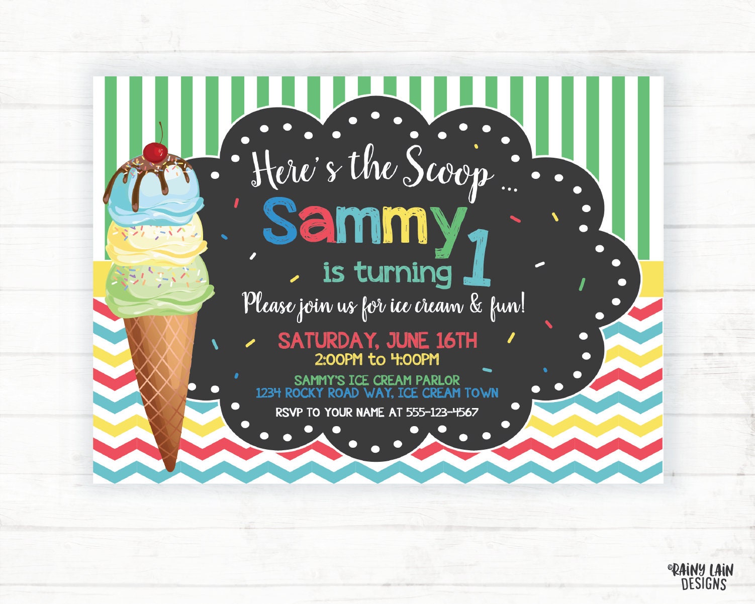 Ice Cream Parlor Invitation Boy Ice Cream Party Invite -  Portugal