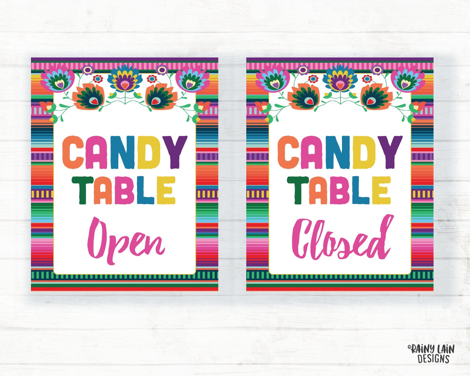 Fiesta Candy Table Sign Candy Table Open Candy Table Closed Etsy