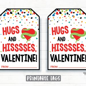 Abraços e assobios Snake Valentine, Toy Snake Candy, Fidget Snake Tags, Pré-escola Valentines Classroom, Printable Kids Non-Candy Valentine Tag