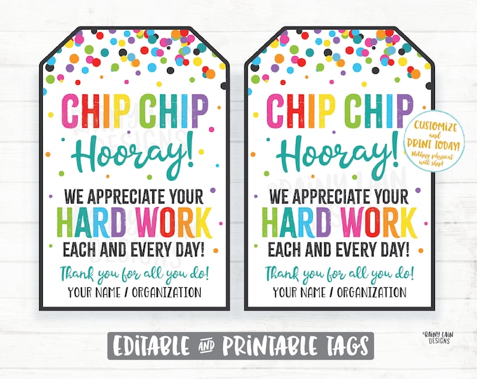 Printable Chip Chip Hooray Cookie Table Sign for School Employees Staff ...