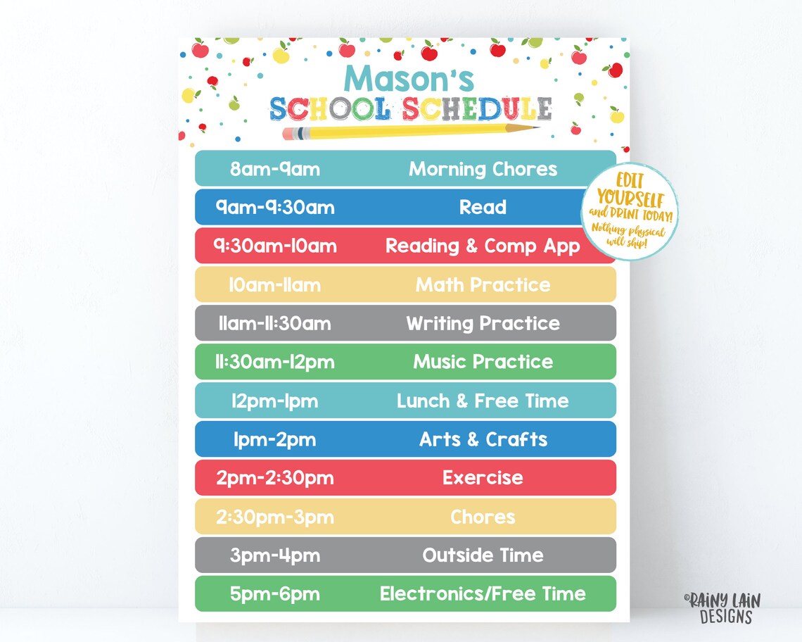 Editable Daily Schedule Kids Task List Template Printable Kids | Etsy