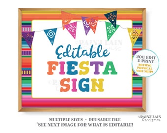 Custom Fiesta Sign Editable Serape Decorations Theme Welcome Fiesta Ideas Printable Fiesta Sign Poster Banner Birthday Shower Graduation